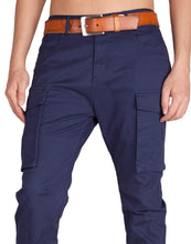 Load image into Gallery viewer, Men&#39;s Navy Blue Cargo Flat Pants