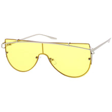 Load image into Gallery viewer, Rimless Metal Crossbar Shield Sunglasses
