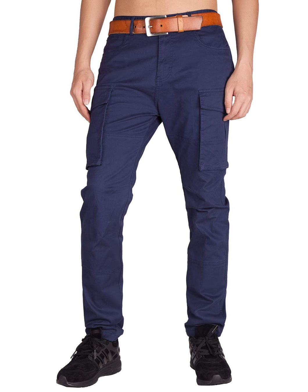Men's Navy Blue Cargo Flat Pants