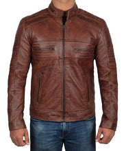 Load image into Gallery viewer, Men&#39;s Brown Leather Jacket