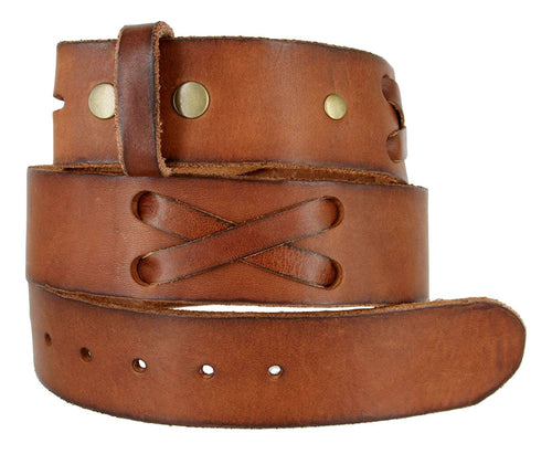 Men's Leather X-Lace Belt (Brown)