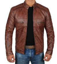 Load image into Gallery viewer, Men&#39;s Brown Leather Jacket