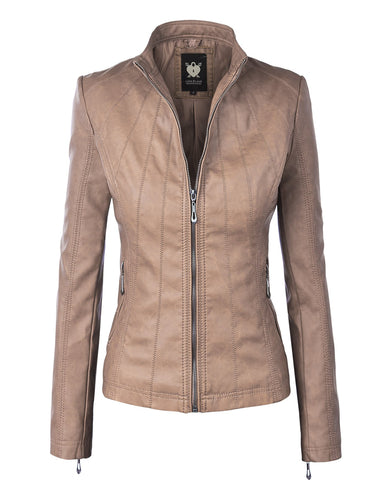 Women's Paneled Faux Leather Moto Jacket