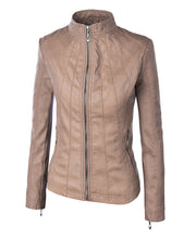 Load image into Gallery viewer, Women&#39;s Paneled Faux Leather Moto Jacket
