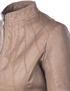 Women's Paneled Faux Leather Moto Jacket